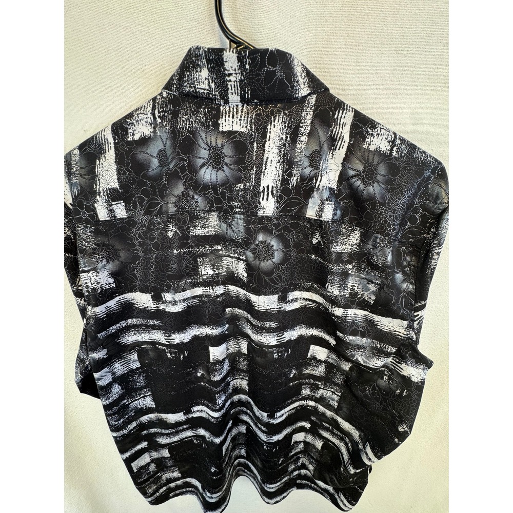 American Breed Shirt Black White Abstract Floral Shirt Button Up Long Sleeve - Picture 4 of 13